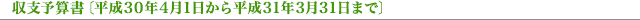 収支予算書〔平成30年4月1日から平成31年3月31日まで〕